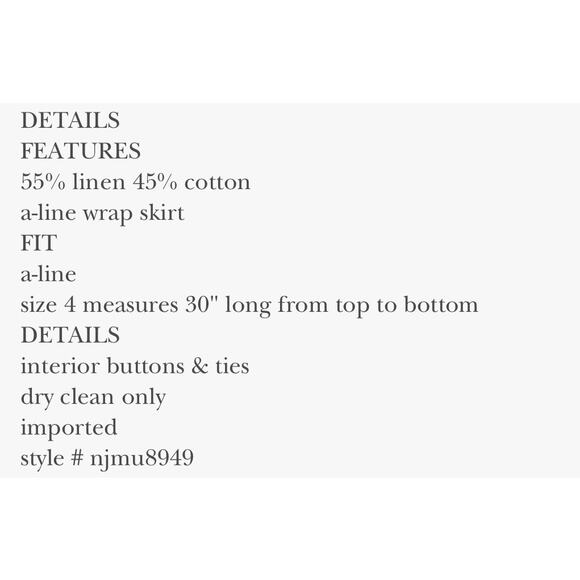 Kate Spade New York Poppy Field Linen Blend Midi Wrap Skirt‎ Women’s Size 10 - Picture 7 of 7